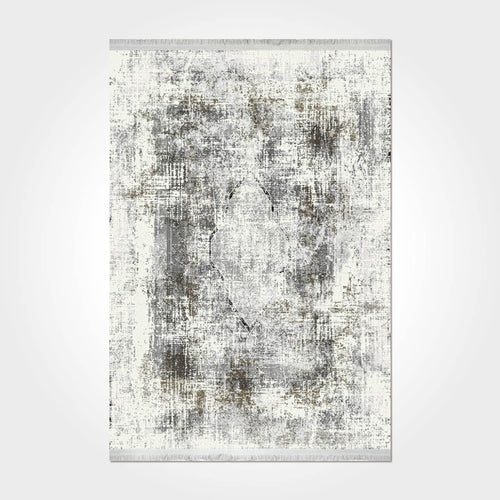 Modern Viscose Area Rug - Beige Machine Made Rug with 7mm Pile Height & Anti Slip