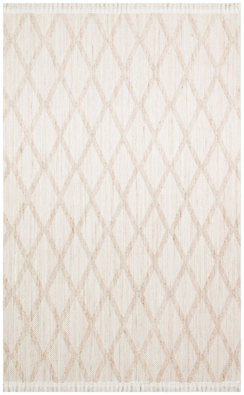 Machine Made Area Rug – Beige Geometric Flatweave Carpet by Eko Rugs