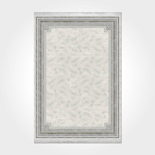 Viscose Area Rug - Grey Frame Machine Made Rug with 7mm Pile Height