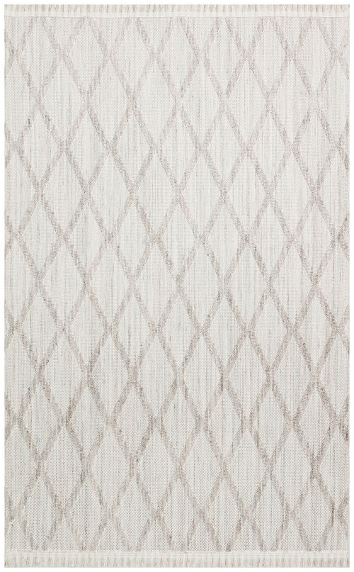 Machine Made Area Rug - Grey Geometric Flatweave Carpet | Dustproof, Easy Clean