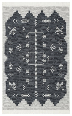 Cotton Kilim Rug - Grey Classic Woven Double Sided Washable Area Rug