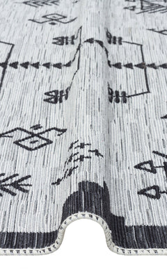 Cotton Kilim Rug - Grey Classic Woven Double Sided Washable Area Rug