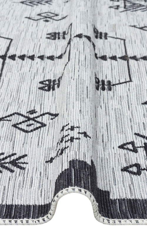 Cotton Kilim Rug - Grey Classic Woven Double Sided Washable Area Rug