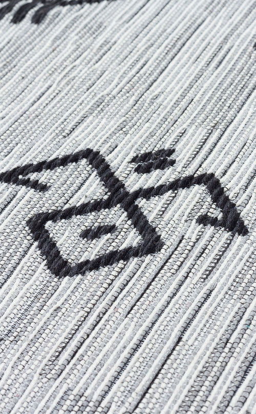 Cotton Kilim Rug - Grey Classic Woven Double Sided Washable Area Rug