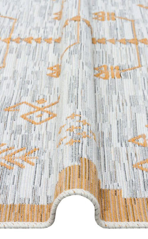 Yellow Geometric Kilim - Cotton Kilim Rug | Washable Double Sided Woven Rug