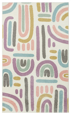 Kids Geometric Rug – Pink Children's Area Rug with Soft Texture & Dust Free Design