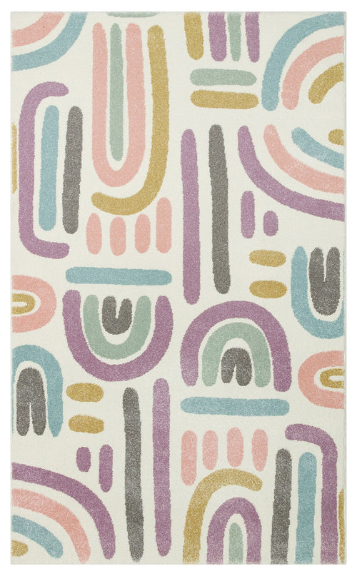 Kids Geometric Rug – Pink Children's Area Rug with Soft Texture & Dust Free Design