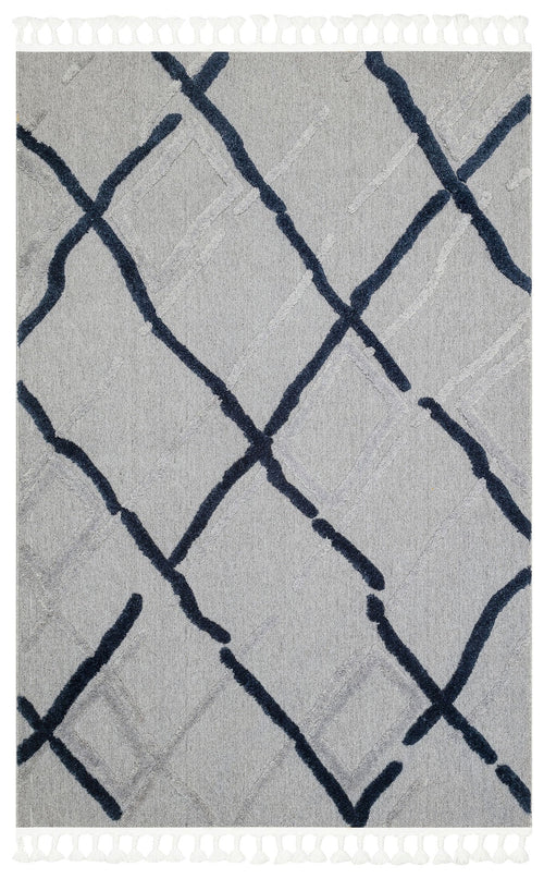 Scandinavian Geometric Rug – Grey Area Rug With Soft Textured Pattern