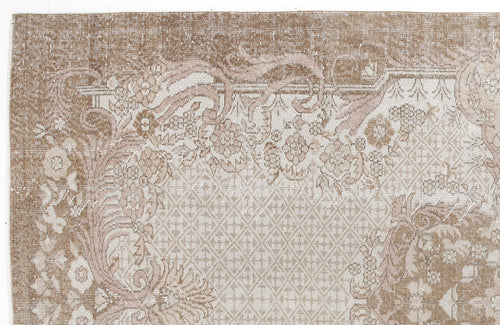 Atina Beige Vintage Wool Handmade Area Rug 6'3" x 10'7"