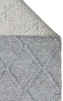 Hand-Knitted Rug - Grey Geometric Flatweave Carpet with Soft Texture