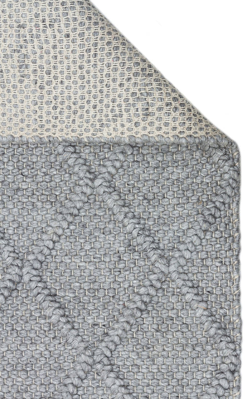 Hand-Knitted Rug - Grey Geometric Flatweave Carpet with Soft Texture