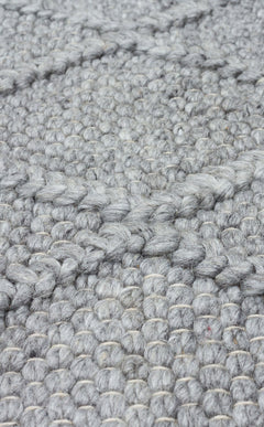 Hand-Knitted Rug - Grey Geometric Flatweave Carpet with Soft Texture