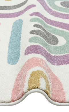 Kids Geometric Rug – Pink Children's Area Rug with Soft Texture & Dust Free Design