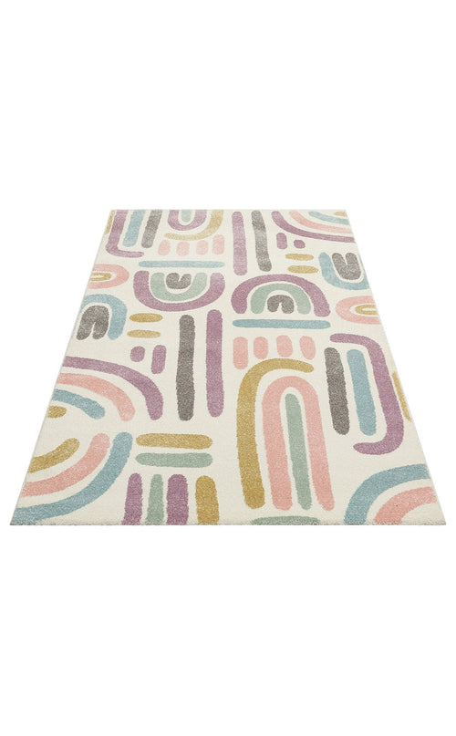 Kids Geometric Rug – Pink Children's Area Rug with Soft Texture & Dust Free Design