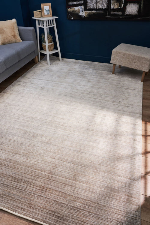 Modern Bamboo Area Rug – Machine Made Cream Carpet for Living Room & Kitchen