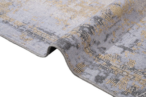 Modern Grey Area Rug - Digital Print Cotton Chenille Carpet for Living Room