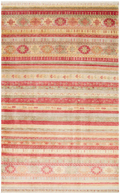 Handmade Viscose Rug - Modern Red Striped Flatweave Area Carpet by Eko