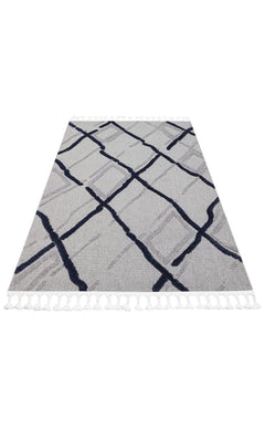 Scandinavian Geometric Rug – Grey Area Rug With Soft Textured Pattern