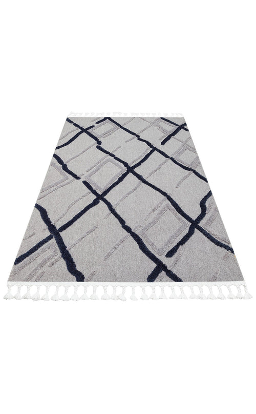 Scandinavian Geometric Rug – Grey Area Rug With Soft Textured Pattern
