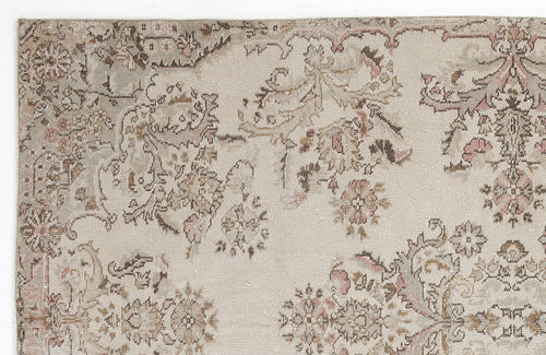 Atina Beige Vintage Wool Handmade Area Rug 6'2" x 9'4"