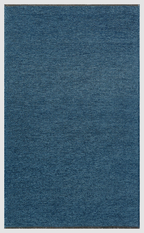 Modern Non Slip Kilim - Navy Blue Flat Weave Rug | Washable Solid Color Carpet
