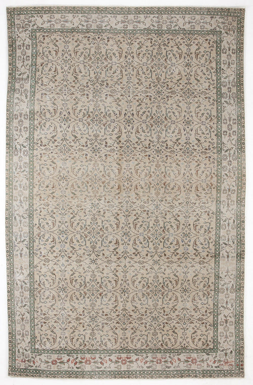 Atina Beige Vintage Wool Handmade Area Rug 6'0" x 9'10"