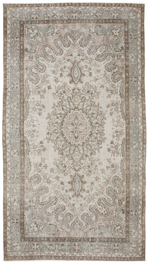 Atina Beige Vintage Wool Handmade Area Rug 5'8" x 10'4"
