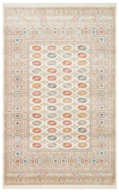 Geometric Area Rug – Machine Made Rug with Cream Area Carpet, Non Slip