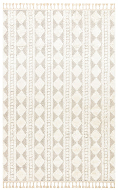 Beige Geometric Area Rug – Machine Made Rug With Soft Texture & Non Slip Backing