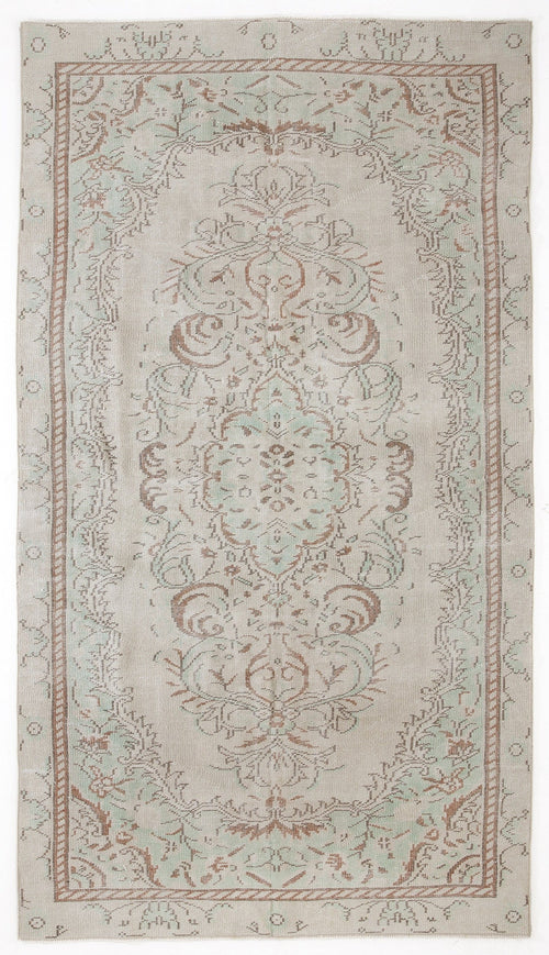 Atina Beige Vintage Wool Handmade Area Rug 5'2" x 9'5"