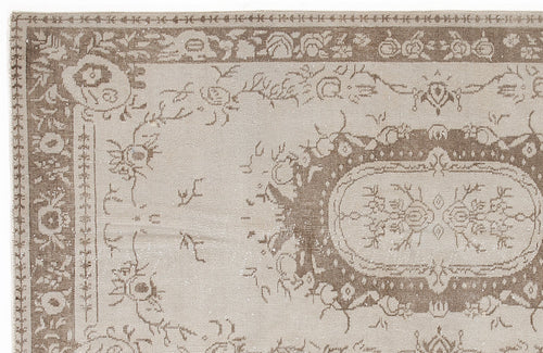 Atina Beige Vintage Wool Handmade Area Rug 3'9" x 7'1"