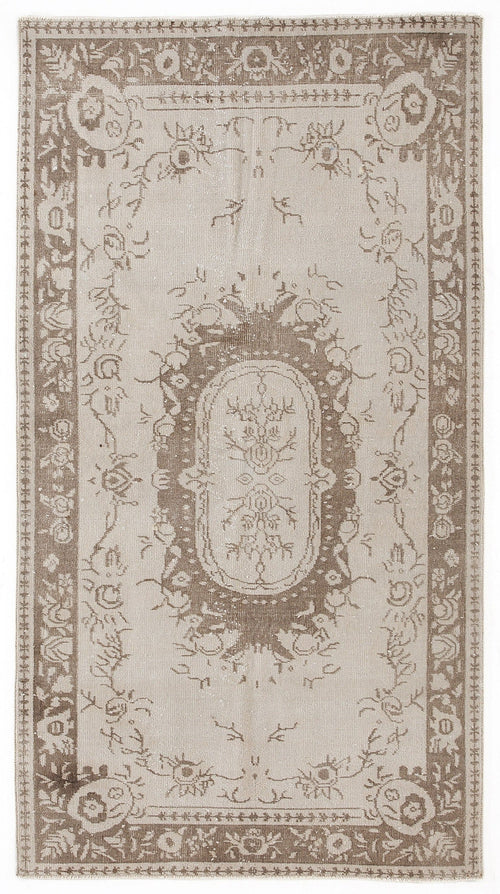 Atina Beige Vintage Wool Handmade Area Rug 3'9" x 7'1"