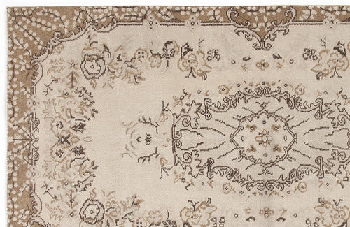 Atina Beige Vintage Wool Handmade Area Rug 3'8" x 7'1"