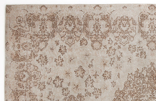 Atina Beige Vintage Wool Handmade Area Rug 6'9" x 10'0"