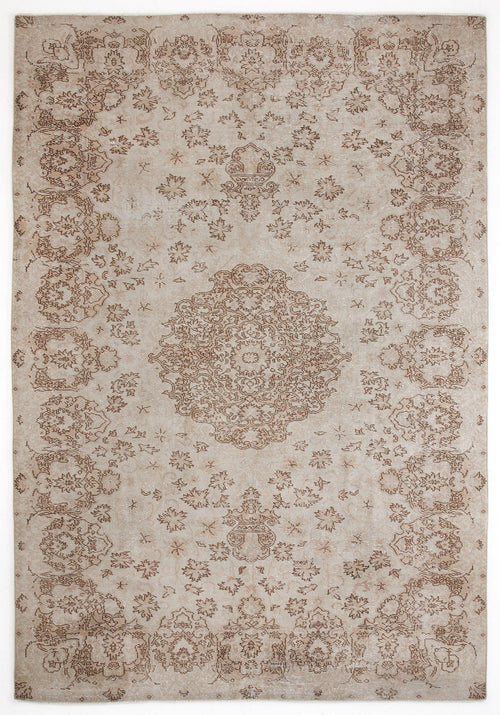 Atina Beige Vintage Wool Handmade Area Rug 6'9" x 10'0"
