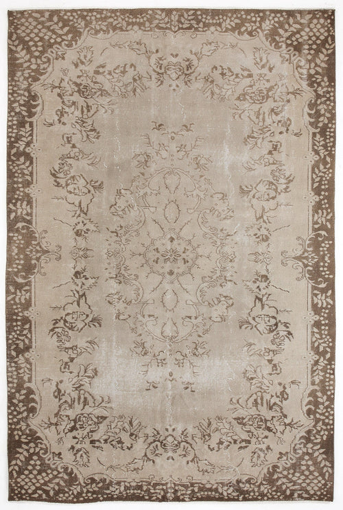 Atina Beige Vintage Wool Handmade Area Rug 6'3" x 9'7"