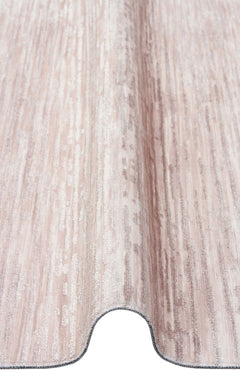 Modern Non Slip Rug - Machine Made Cream Textured Area Floor Rug With Anti Slip Base