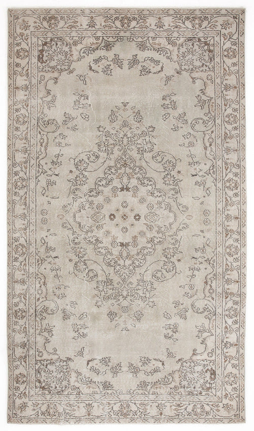 Atina Beige Vintage Wool Handmade Area Rug 5'9" x 9'8"