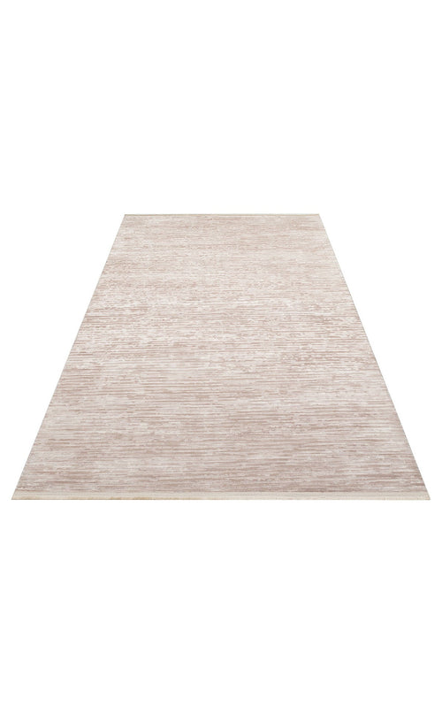 Modern Non Slip Rug - Machine Made Cream Textured Area Floor Rug With Anti Slip Base