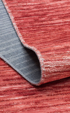 Orange Striped Area Rug - Non Slip Machine Made Carpet With Soft Textured Pile