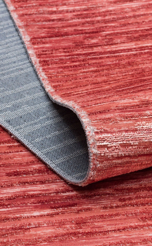 Orange Striped Area Rug - Non Slip Machine Made Carpet With Soft Textured Pile