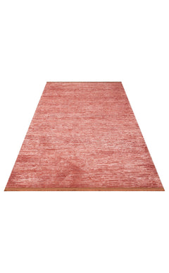 Orange Striped Area Rug - Non Slip Machine Made Carpet With Soft Textured Pile
