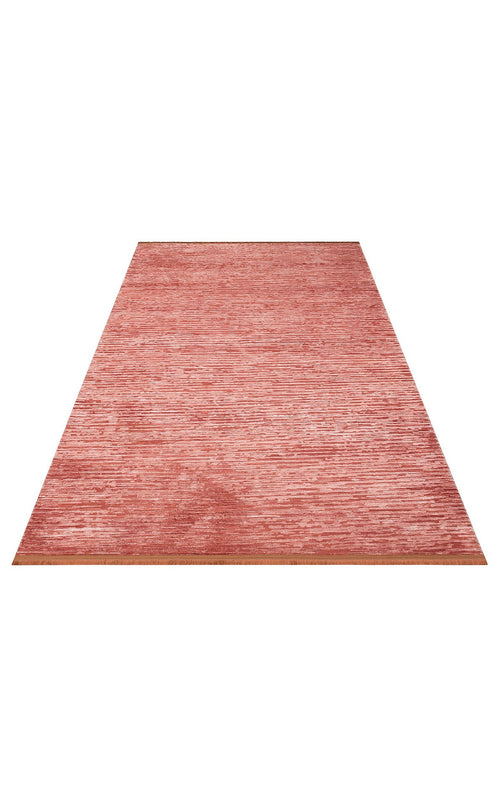 Orange Striped Area Rug - Non Slip Machine Made Carpet With Soft Textured Pile