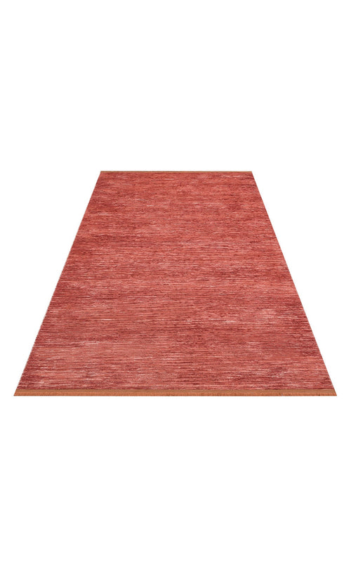 Orange Striped Area Rug - Non Slip Machine Made Carpet With Soft Textured Pile
