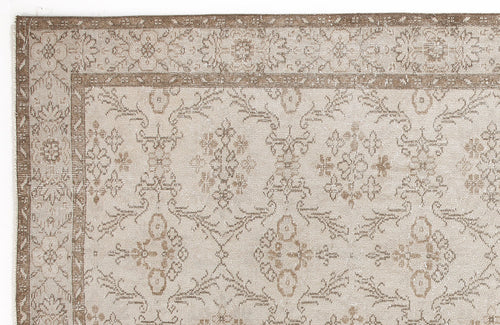 Atina Beige Vintage Wool Handmade Area Rug 6'7" x 10'2"