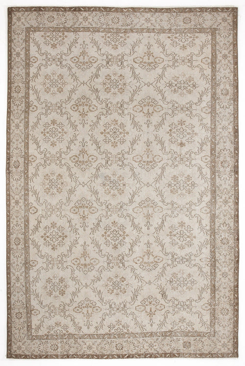 Atina Beige Vintage Wool Handmade Area Rug 6'7" x 10'2"