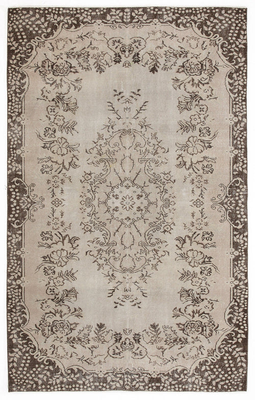 Atina Beige Vintage Wool Handmade Area Rug 5'7" x 9'2"