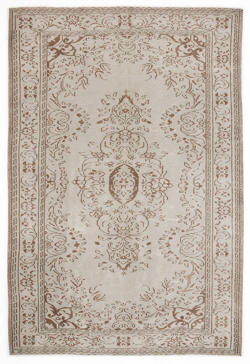 Atina Beige Vintage Wool Handmade Area Rug 5'9" x 8'8"