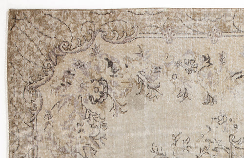 Atina Beige Vintage Wool Handmade Area Rug 6'2" x 9'9"