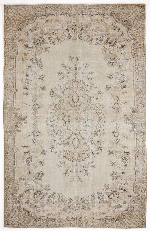 Atina Beige Vintage Wool Handmade Area Rug 6'2" x 9'9"